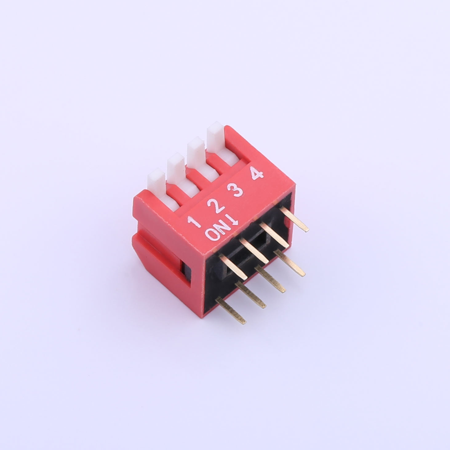 Kinghelm Pitch 2.54mm 4 Positions Red Dip Switch 100mA 24V - KH-1002-CB2.54-4P