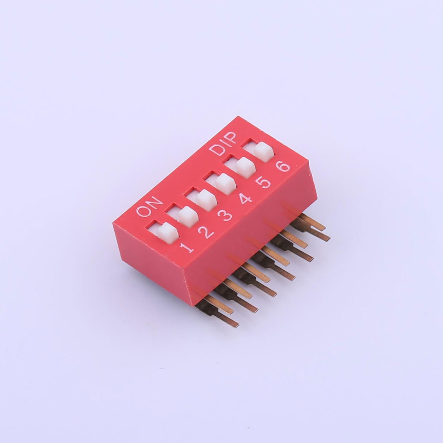 Kinghelm Pitch 2.54mm 6 Positions Red Dip Switch 100mA 24V - KH-BM2.54-6P-W