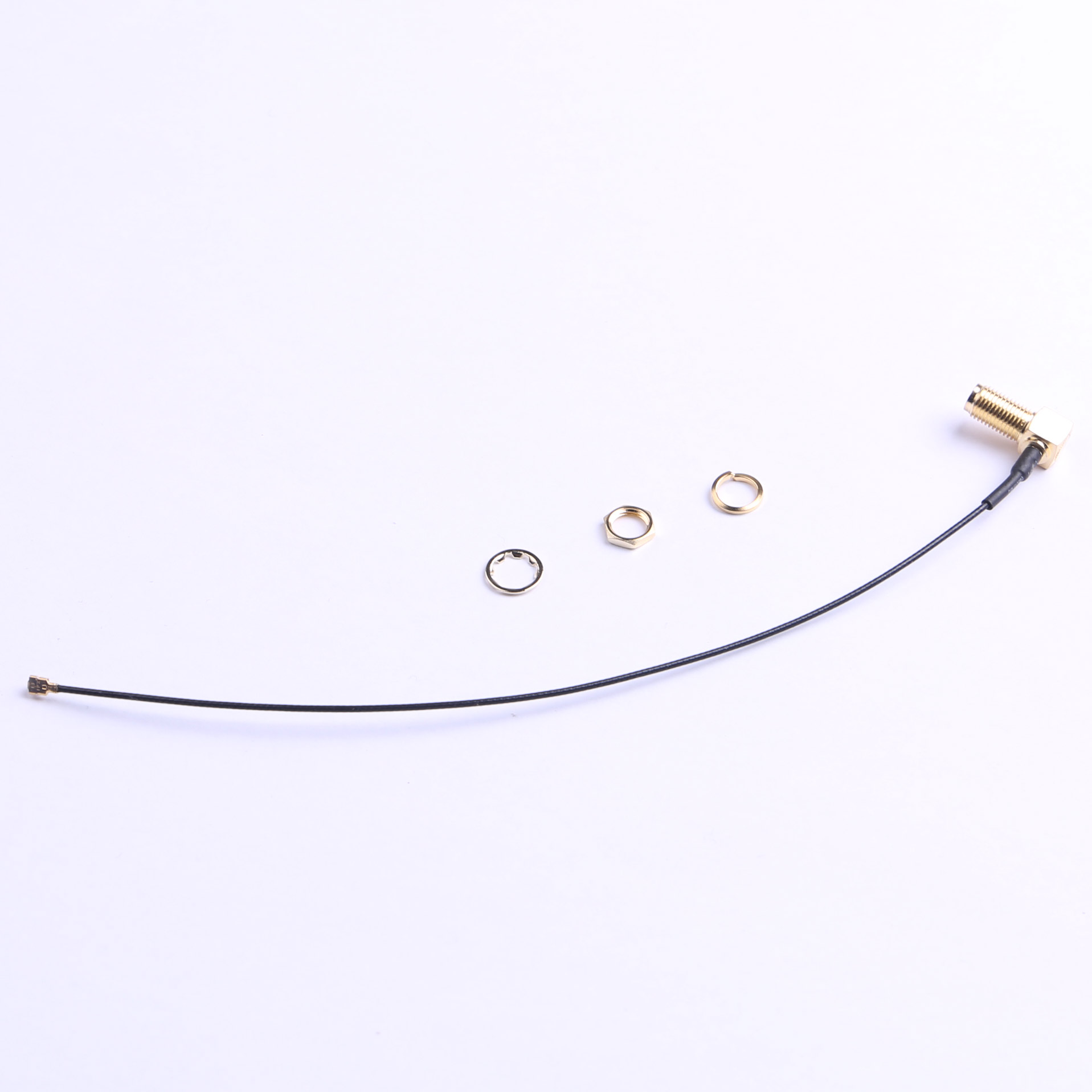 IPEX轉SMA鍍金彎頭，RG1.13黑線，L=180mm（4件組）--KH-IPEX-SMA-W-180