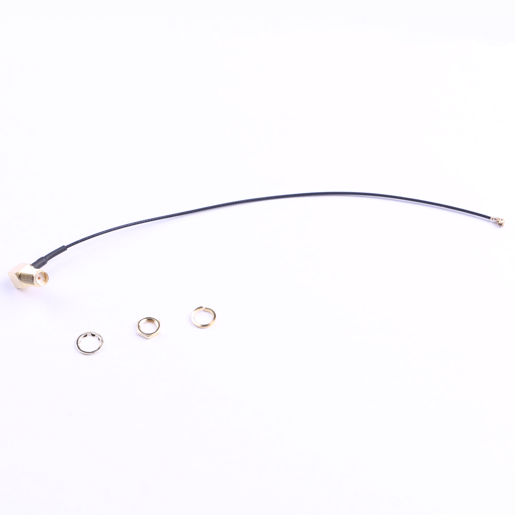 IPEX轉SMA鍍金彎頭，RG1.13黑線，L=180mm（4件組）--KH-IPEX-SMA-W-180