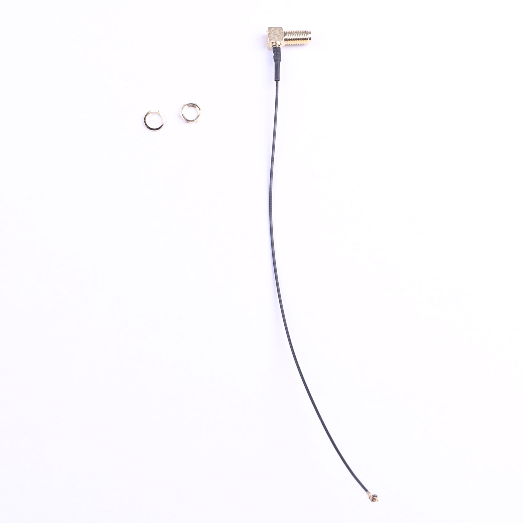 IPEX轉SMA鍍金彎頭，RG1.13黑線，L=200mm（4件組）--KH-IPEX-SMA-W-200