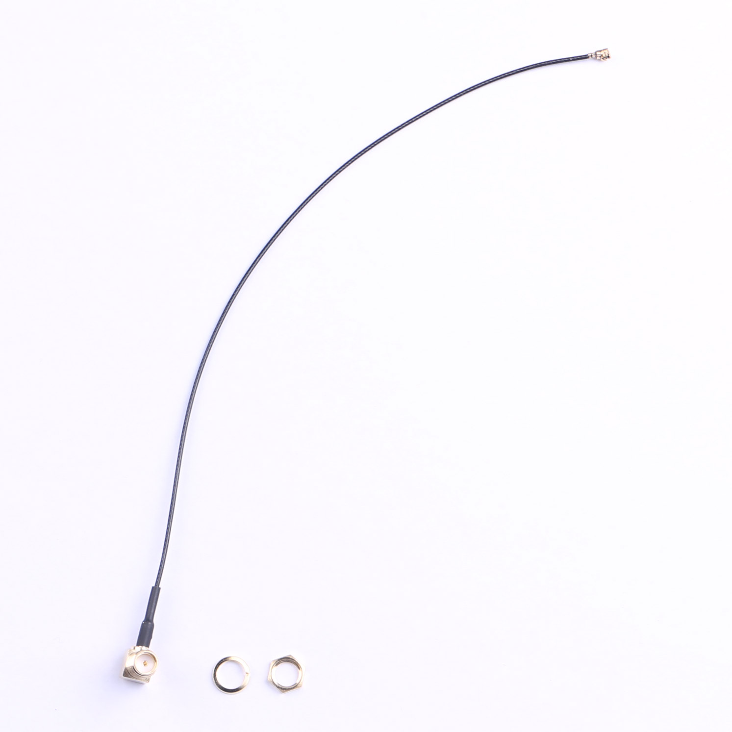 IPEX轉SMA鍍金彎頭，RG1.13黑線，L=200mm（4件組）--KH-IPEX-SMA-W-200