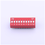 Kinghelm Pitch 2.54mm 10 Positions Red Dip Switch 100mA 24V - KH-BM2.54-10P