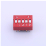 Kinghelm Pitch 2.54mm 5 Positions Red Dip Switch 100mA 24V - KH-BM2.54-5P