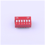 Kinghelm Pitch 2.54mm 6 Positions Red Dip Switch 100mA 24V - KH-BM2.54-6P