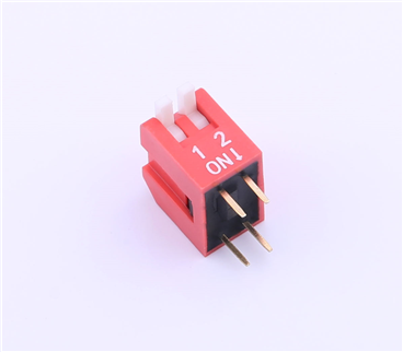 Kinghelm Pitch 2.54mm 2 Positions Red Dip Switch 100mA 24V - KH-1002-CB2.54-2P