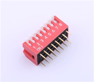 Kinghelm Pitch 2.54mm 8 Positions Red Dip Switch 100mA 24V - KH-1002-CB2.54-8P