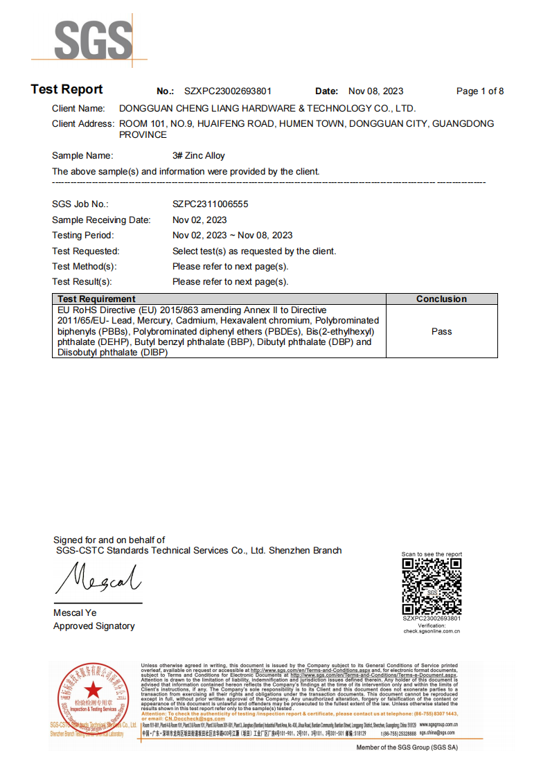Zinc Alloy Test Report