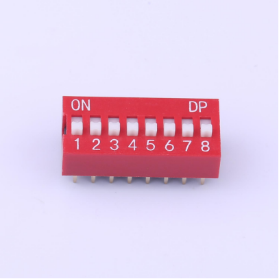 An example of a DIP slide switch with 8 positions, like KH-BM2.54-8P